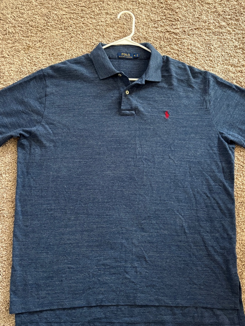 Ralph Lauren Men's Blue Polo with Red Pony Logo